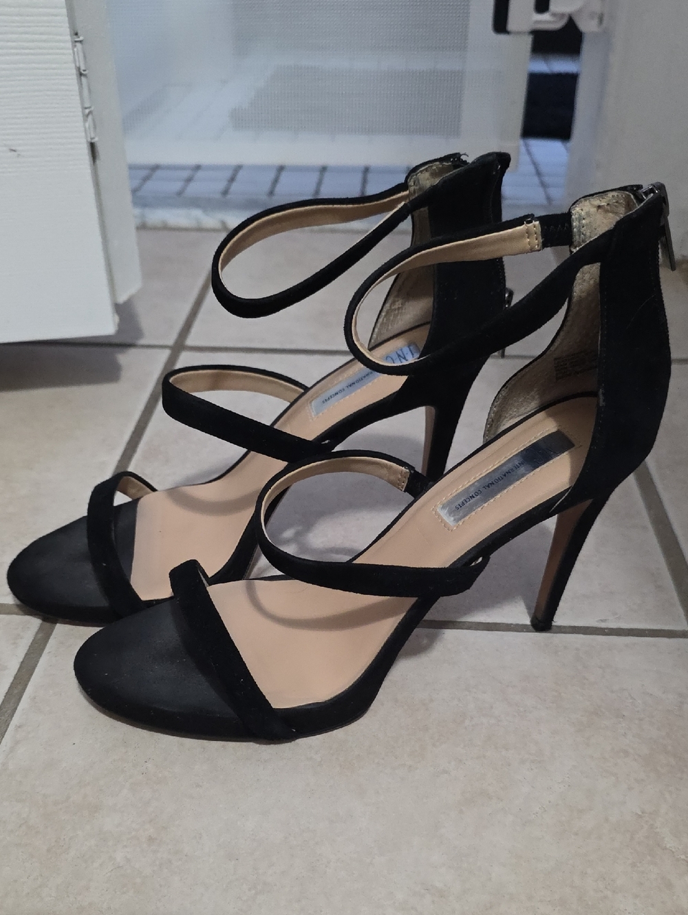 INC International Concepts Black Strappy Stiletto Sandals